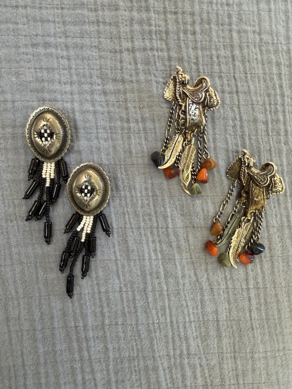 Country Western Inspired Earrings EUC-Set Of 2 Pairs